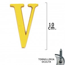 carta de bronze 'V' 10 cm. com parafusos escondido (bolha 1 parte)