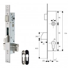 Cerradura Tesa 2210/20/3NI Con Escudo de Seguridad E190