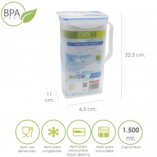 Jarro quadrado de plástico de 1.500 ml. 22.5x15x8 (alt) cm.