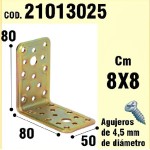 Ângulo de suporte de madeira 50x80x80 mm.