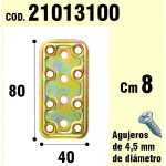 Placa Dicromada Suporte Madeira 40x80 mm.