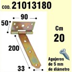 Dobradiça para suporte de madeira Bicromato 200 mm.
