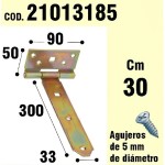 Suporte para dobradiça de madeira Bicromato 300 mm.